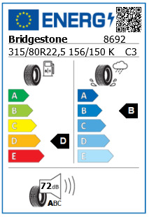 Anvelopa tractiune 315/80/22,5 Bridgestone MD1 On/Off (MS) 156/150K