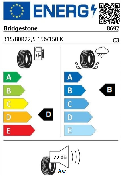 Anvelopa tractiune 315/80/22,5 Bridgestone MD1 On/Off (MS) 156/150K