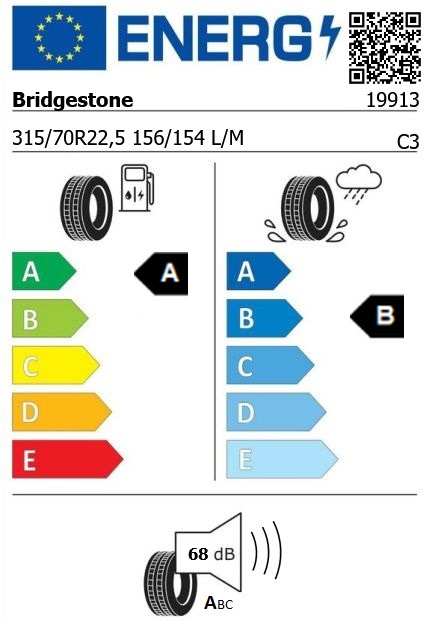 Anvelopa directie 315/70/22,5 Bridgestone Ecopia Steer Enliten 156/154L/M